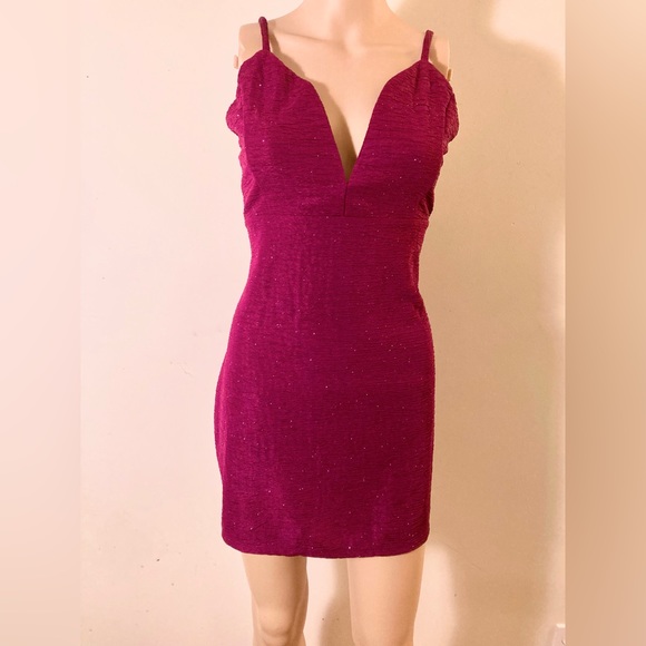 Maroon Glittery Bailey Blue XL Bodycon Formal Prom Dress - Picture 5 of 10